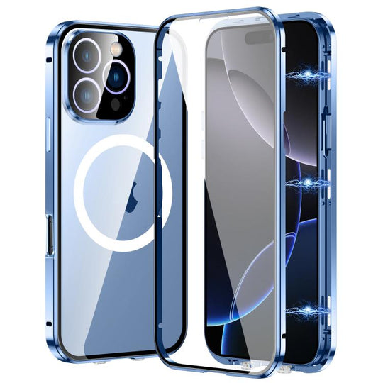 For iPhone 16 Pro 360 Full Body Magnetic Frosted MagSafe Phone Case(Sierra Blue)