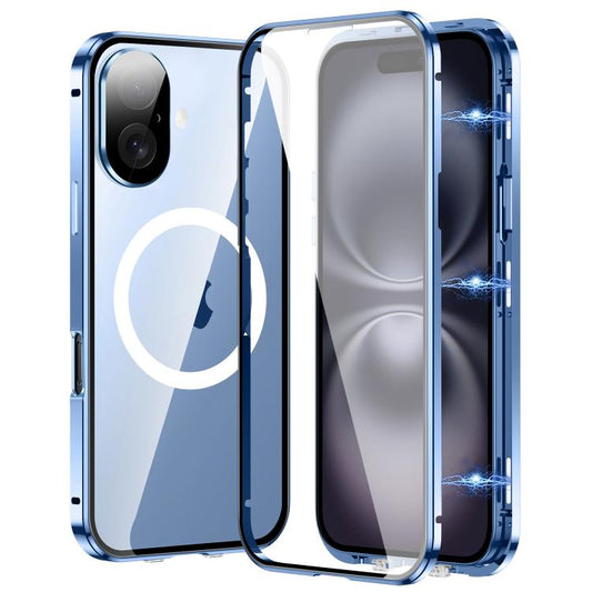 For iPhone 16 360 Full Body Magnetic Frosted MagSafe Phone Case(Sierra Blue) - iPhone 16 Cases by buy2fix | Online Shopping UK | buy2fix