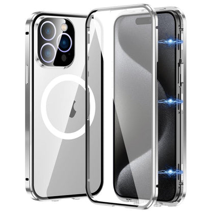 For iPhone 15 Pro Max 360 Full Body Magnetic Frosted MagSafe Phone Case(Silver) - iPhone 15 Pro Max Cases by buy2fix | Online Shopping UK | buy2fix