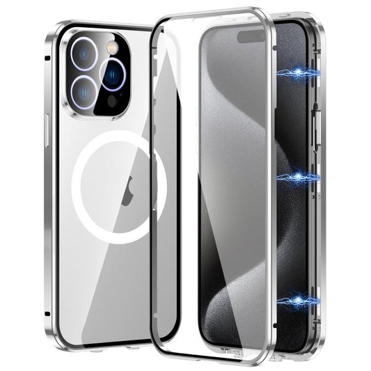 For iPhone 15 Pro Max 360 Full Body Magnetic Frosted MagSafe Phone Case(Silver) - iPhone 15 Pro Max Cases by buy2fix | Online Shopping UK | buy2fix