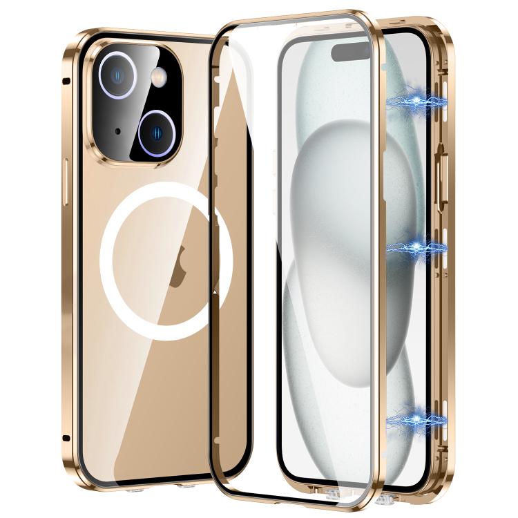 For iPhone 15 360 Full Body Magnetic Frosted MagSafe Phone Case(Desert Gold) - iPhone 15 Cases by buy2fix | Online Shopping UK | buy2fix