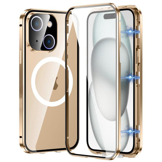 For iPhone 15 360 Full Body Magnetic Frosted MagSafe Phone Case(Desert Gold) - iPhone 15 Cases by buy2fix | Online Shopping UK | buy2fix