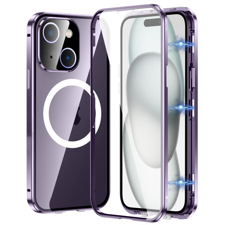 For iPhone 15 360 Full Body Magnetic Frosted MagSafe Phone Case(Purple) - iPhone 15 Cases by buy2fix | Online Shopping UK | buy2fix