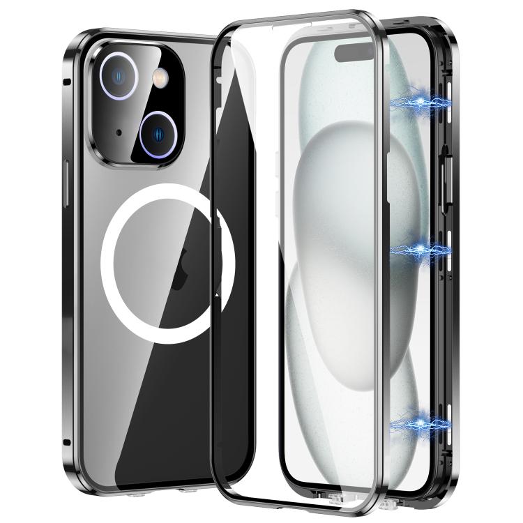 For iPhone 15 360 Full Body Magnetic Frosted MagSafe Phone Case(Black) - iPhone 15 Cases by buy2fix | Online Shopping UK | buy2fix