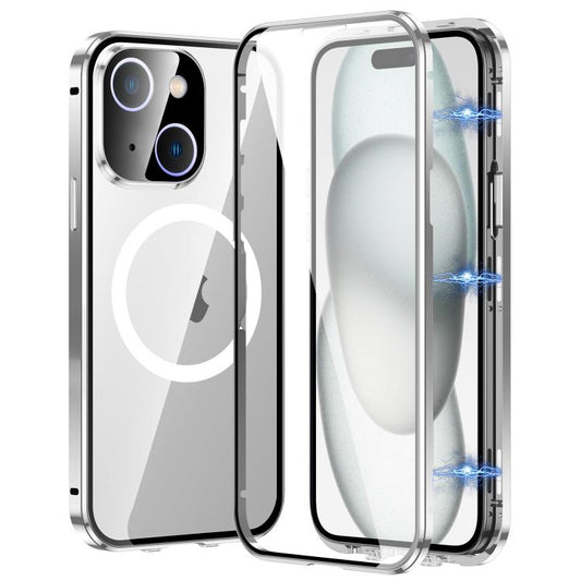 For iPhone 15 360 Full Body Magnetic Frosted MagSafe Phone Case(Silver) - iPhone 15 Cases by buy2fix | Online Shopping UK | buy2fix