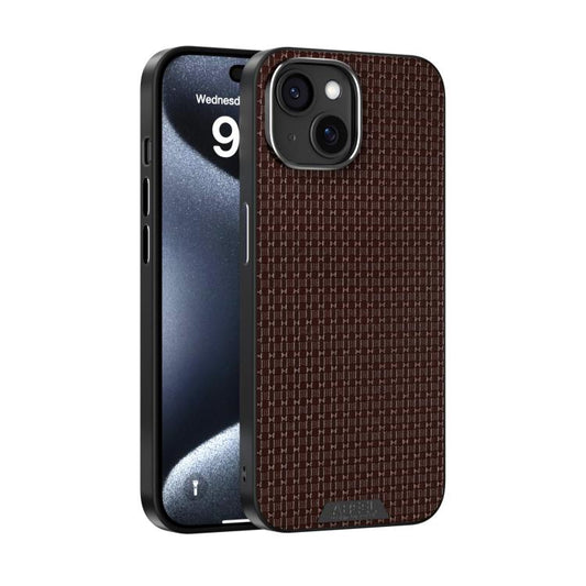 For iPhone 15 ABEEL Ruyi Pattern 6D Micro Relief MagSafe Leather Phone Case(Brown) - iPhone 15 Cases by buy2fix | Online Shopping UK | buy2fix