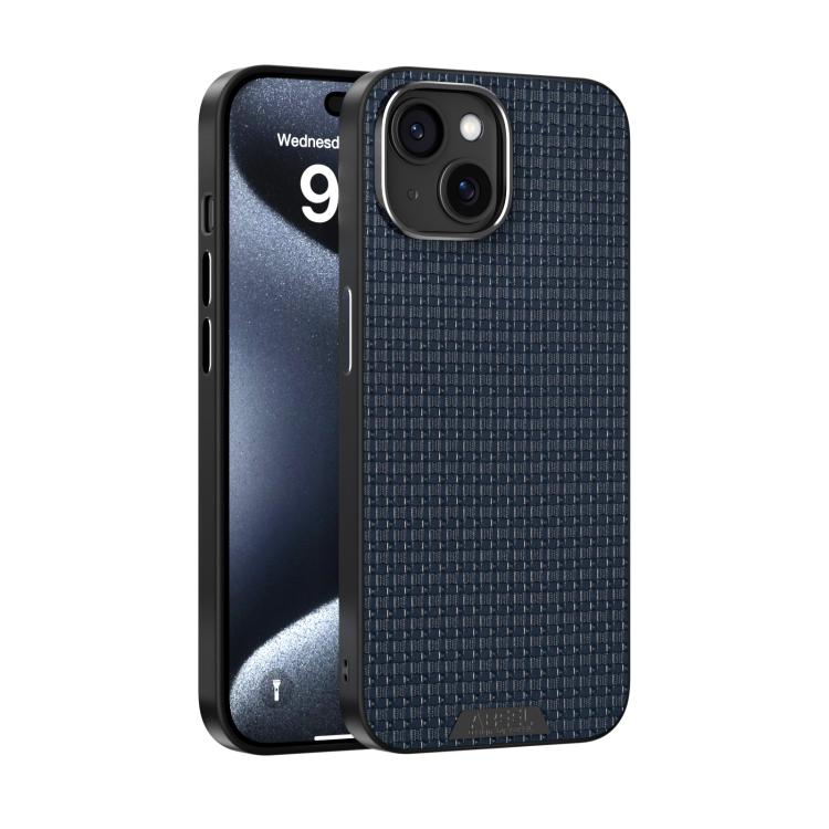 For iPhone 15 ABEEL Ruyi Pattern 6D Micro Relief MagSafe Leather Phone Case(Blue) - iPhone 15 Cases by buy2fix | Online Shopping UK | buy2fix