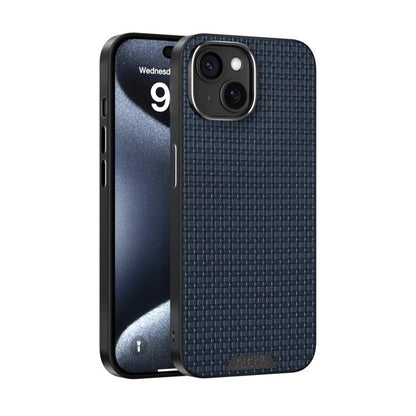 For iPhone 15 ABEEL Ruyi Pattern 6D Micro Relief MagSafe Leather Phone Case(Blue) - iPhone 15 Cases by buy2fix | Online Shopping UK | buy2fix