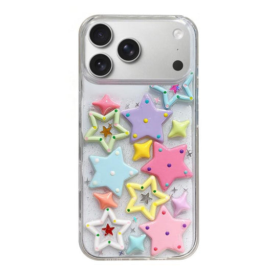 For iPhone 18 Pro Max / 17 Pro Max Epoxy Acrylic Hybrid TPU Phone Case(Colorful Stars)