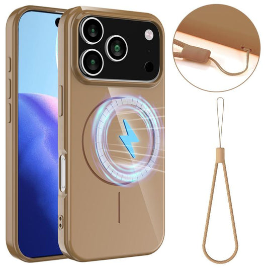 For iPhone 17 Pro Max Glossy TPU Shockproof MagSafe Phone Case with Lanyard(Gold) - iPhone 17 Pro Max Cases by buy2fix | Online Shopping UK | buy2fix