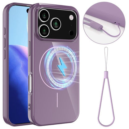 For iPhone 17 Pro Glossy TPU Shockproof MagSafe Phone Case with Lanyard(Purple) - iPhone 17 Pro Cases by buy2fix | Online Shopping UK | buy2fix