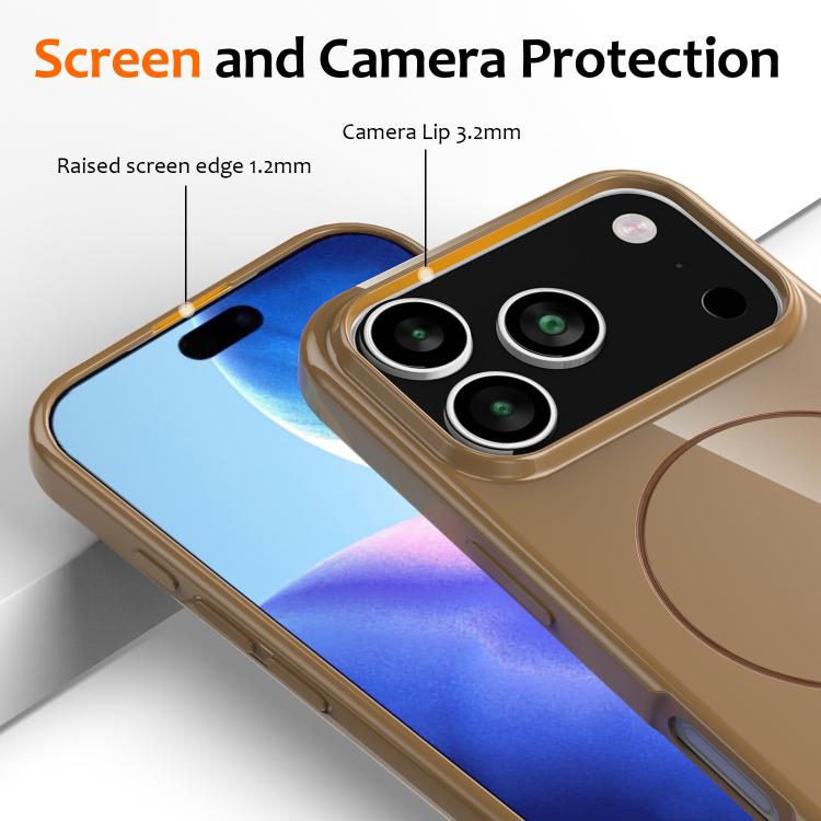 For iPhone 17 Pro Glossy TPU Shockproof MagSafe Phone Case with Lanyard(Gold) - iPhone 17 Pro Cases by buy2fix | Online Shopping UK | buy2fix