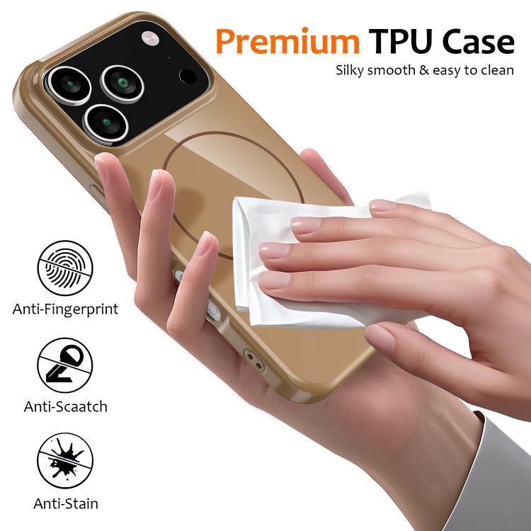 For iPhone 17 Pro Glossy TPU Shockproof MagSafe Phone Case with Lanyard(Gold) - iPhone 17 Pro Cases by buy2fix | Online Shopping UK | buy2fix