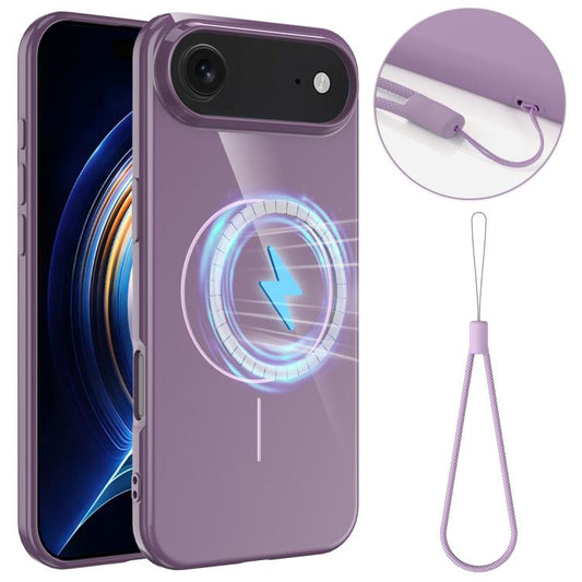 For iPhone Air Glossy TPU Shockproof MagSafe Phone Case with Lanyard(Purple) - iPhone Air Cases by buy2fix | Online Shopping UK | buy2fix