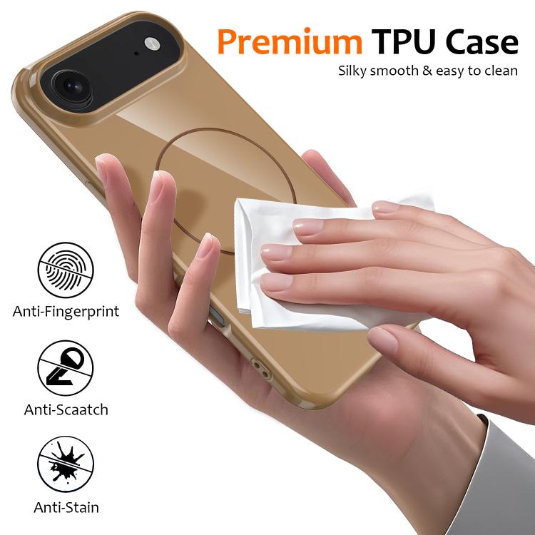 For iPhone Air Glossy TPU Shockproof MagSafe Phone Case with Lanyard(Gold) - iPhone Air Cases by buy2fix | Online Shopping UK | buy2fix
