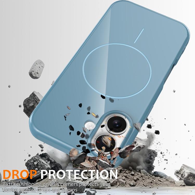 For iPhone 17 Glossy TPU Shockproof MagSafe Phone Case with Lanyard(Blue) - iPhone 17 Cases by buy2fix | Online Shopping UK | buy2fix