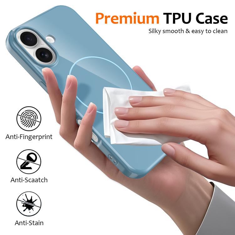 For iPhone 17 Glossy TPU Shockproof MagSafe Phone Case with Lanyard(Blue) - iPhone 17 Cases by buy2fix | Online Shopping UK | buy2fix