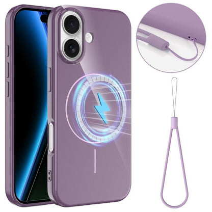 For iPhone 17 Glossy TPU Shockproof MagSafe Phone Case with Lanyard(Purple) - iPhone 17 Cases by buy2fix | Online Shopping UK | buy2fix