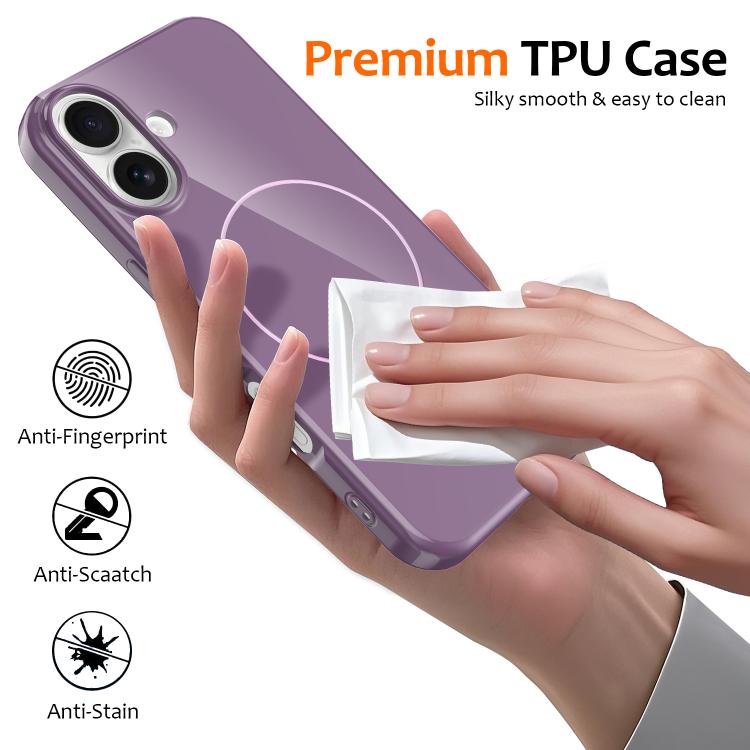 For iPhone 17 Glossy TPU Shockproof MagSafe Phone Case with Lanyard(Purple) - iPhone 17 Cases by buy2fix | Online Shopping UK | buy2fix