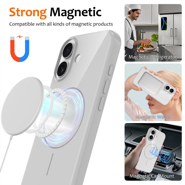 For iPhone 17 Glossy TPU Shockproof MagSafe Phone Case with Lanyard(White) - iPhone 17 Cases by buy2fix | Online Shopping UK | buy2fix