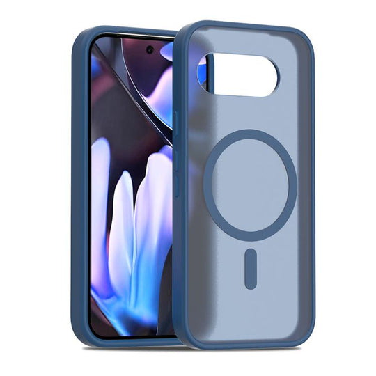 For Google Pixel 9a Skin Feel TPU Hybrid PC MagSafe Phone Case(Blue)