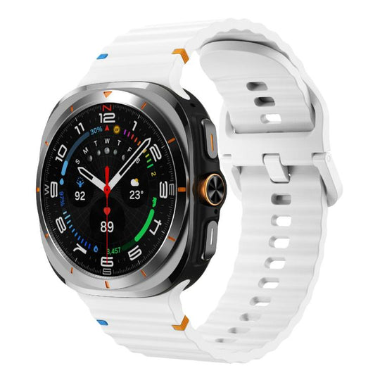 For Galaxy Watch Ultra2 2026 / 2025 / 1 2024 Kalebol Wave-stitched Silicone Strap(White)