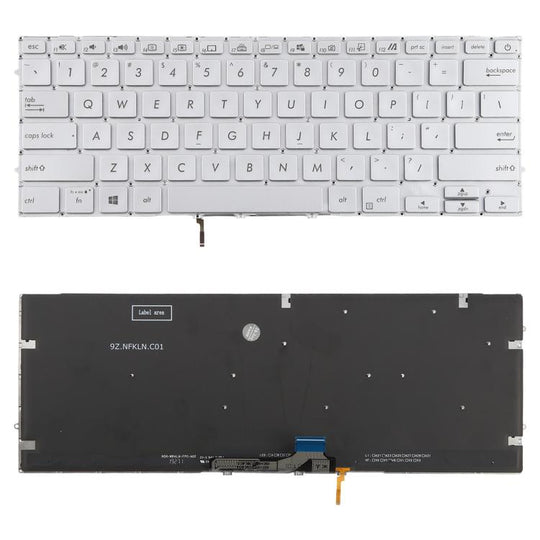 US Version Backlit Laptop Keyboard for Asus UX431 X431 V431 K431 S431 X431FAC UX431U UX431F U4500F(Silver)