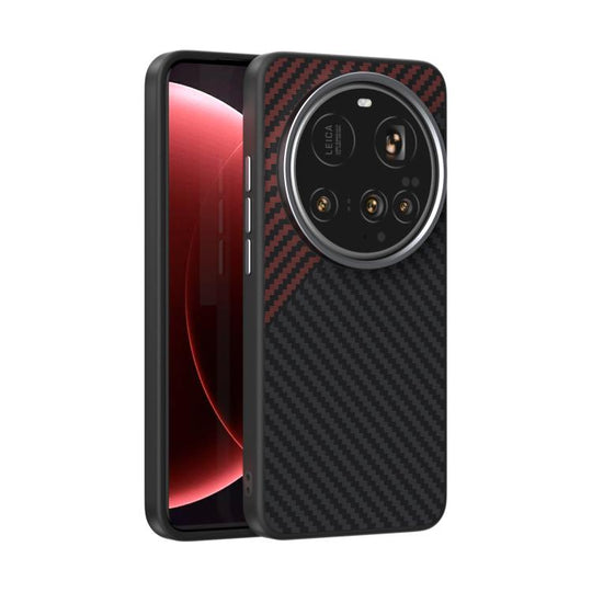 For Xiaomi 15 Ultra ABEEL C Carbon Fiber Series 6D Micro Relief MagSafe Phone Case(Black Red)