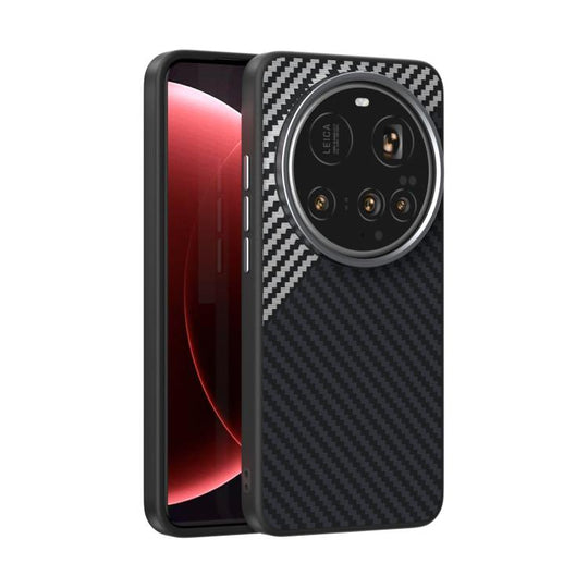 For Xiaomi 15 Ultra ABEEL C Carbon Fiber Series 6D Micro Relief MagSafe Phone Case(Black Grey)