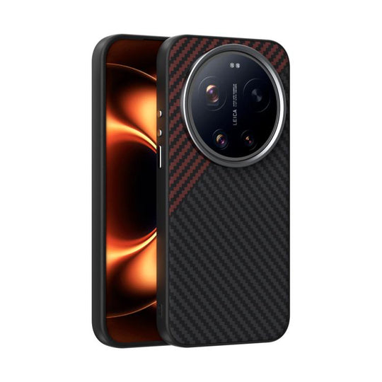 For Xiaomi 17 Ultra ABEEL C Carbon Fiber Series 6D Micro Relief MagSafe Phone Case(Black Red)
