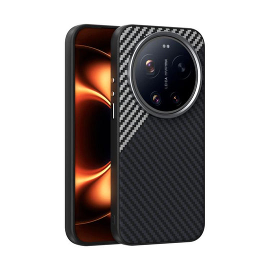 For Xiaomi 17 Ultra ABEEL C Carbon Fiber Series 6D Micro Relief MagSafe Phone Case(Black Grey)