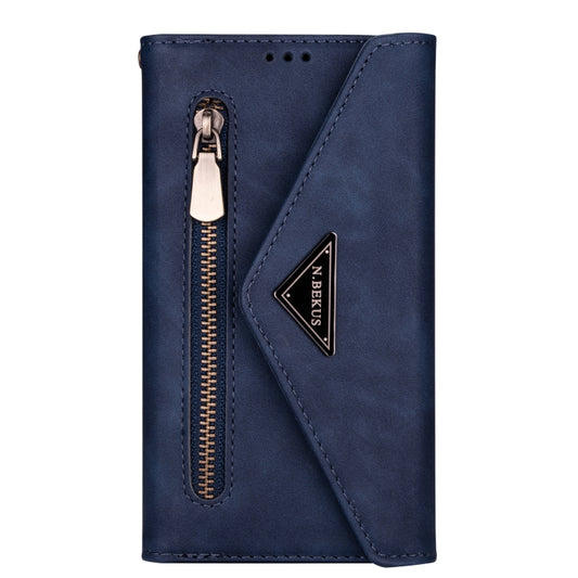 For iPhone 6 Skin Feel Zipper Horizontal Flip Leather Case with Holder & Card Slots & Photo Frame & Lanyard & Long Rope(Blue) - More iPhone Cases by buy2fix | Online Shopping UK | buy2fix