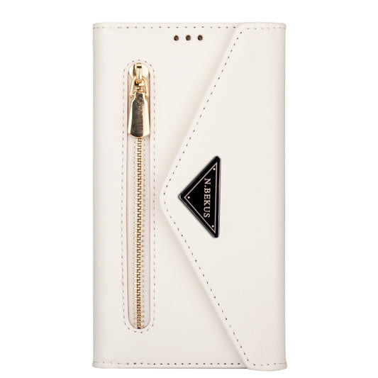 For iPhone 6 Skin Feel Zipper Horizontal Flip Leather Case with Holder & Card Slots & Photo Frame & Lanyard & Long Rope(White) - More iPhone Cases by buy2fix | Online Shopping UK | buy2fix