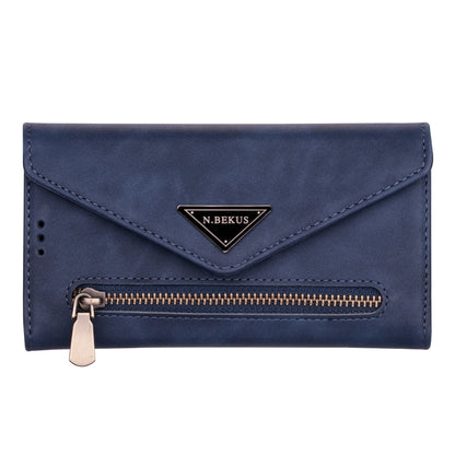 For iPhone 6 Plus Skin Feel Zipper Horizontal Flip Leather Case with Holder & Card Slots & Photo Frame & Lanyard & Long Rope(Blue) - More iPhone Cases by buy2fix | Online Shopping UK | buy2fix