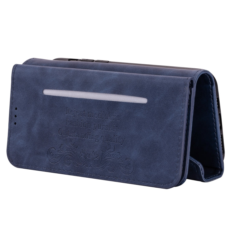 For iPhone 6 Plus Skin Feel Zipper Horizontal Flip Leather Case with Holder & Card Slots & Photo Frame & Lanyard & Long Rope(Blue) - More iPhone Cases by buy2fix | Online Shopping UK | buy2fix
