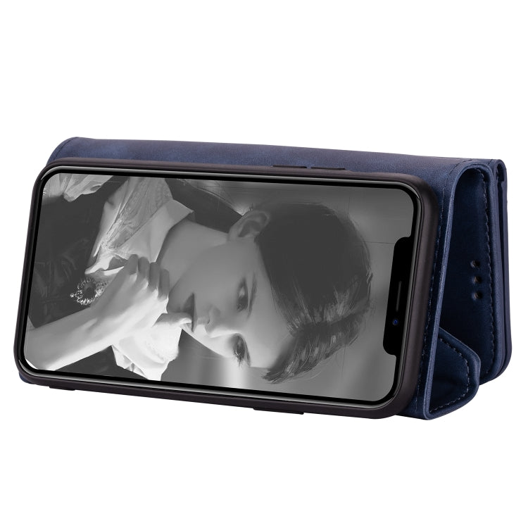 For iPhone 6 Plus Skin Feel Zipper Horizontal Flip Leather Case with Holder & Card Slots & Photo Frame & Lanyard & Long Rope(Blue) - More iPhone Cases by buy2fix | Online Shopping UK | buy2fix