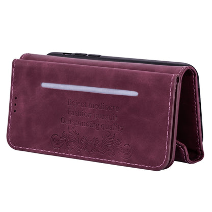 For iPhone 6 Plus Skin Feel Zipper Horizontal Flip Leather Case with Holder & Card Slots & Photo Frame & Lanyard & Long Rope(Wine Red) - More iPhone Cases by buy2fix | Online Shopping UK | buy2fix