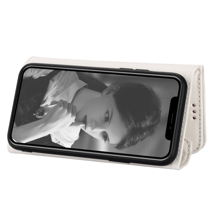 For iPhone 7 / 8 / SE (2020) Skin Feel Zipper Horizontal Flip Leather Case with Holder & Card Slots & Photo Frame & Lanyard & Long Rope(White) - More iPhone Cases by buy2fix | Online Shopping UK | buy2fix