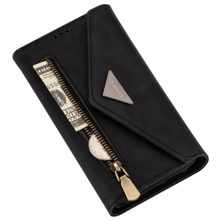 For iPhone 7 Plus / 8 Plus Skin Feel Zipper Horizontal Flip Leather Case with Holder & Card Slots & Photo Frame & Lanyard & Long Rope(Black) - More iPhone Cases by buy2fix | Online Shopping UK | buy2fix