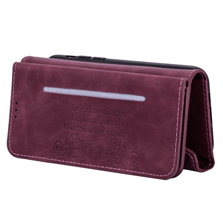 For iPhone 7 Plus / 8 Plus Skin Feel Zipper Horizontal Flip Leather Case with Holder & Card Slots & Photo Frame & Lanyard & Long Rope(Wine Red) - More iPhone Cases by buy2fix | Online Shopping UK | buy2fix