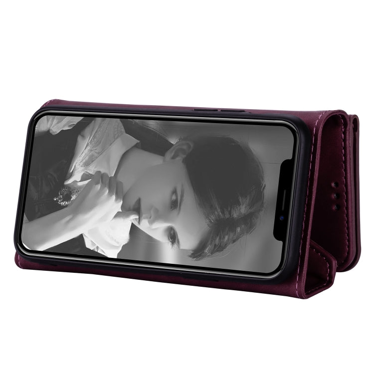 For iPhone 7 Plus / 8 Plus Skin Feel Zipper Horizontal Flip Leather Case with Holder & Card Slots & Photo Frame & Lanyard & Long Rope(Wine Red) - More iPhone Cases by buy2fix | Online Shopping UK | buy2fix