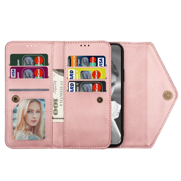 For iPhone XS / X Skin Feel Zipper Horizontal Flip Leather Case with Holder & Card Slots & Photo Frame & Lanyard & Long Rope(Rose Gold) - More iPhone Cases by buy2fix | Online Shopping UK | buy2fix