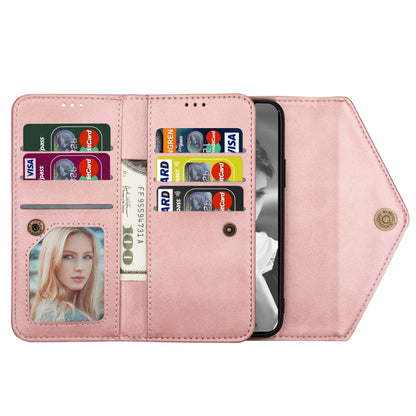 For iPhone XS / X Skin Feel Zipper Horizontal Flip Leather Case with Holder & Card Slots & Photo Frame & Lanyard & Long Rope(Rose Gold) - More iPhone Cases by buy2fix | Online Shopping UK | buy2fix