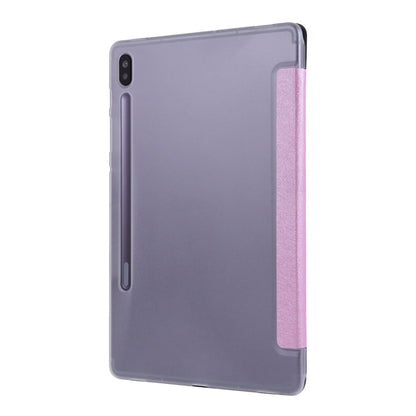 For Samsung Galaxy Tab S8 / Galaxy Tab S7 / T870 Silk Texture Three-fold Horizontal Flip Leather Case with Holder & Pen Slot(Pink) by buy2fix