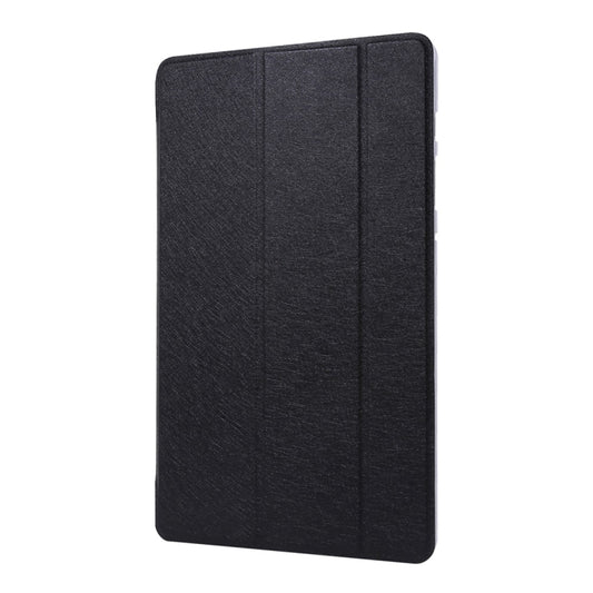 For Samsung Galaxy Tab S8+ / Tab S8 Plus /  Tab S7 FE / Tab S7+ / T970 Silk Texture Three-fold Horizontal Flip Leather Case with Holder & Pen Slot(Black) - Galaxy Tab S8+ Cases by buy2fix | Online Shopping UK | buy2fix