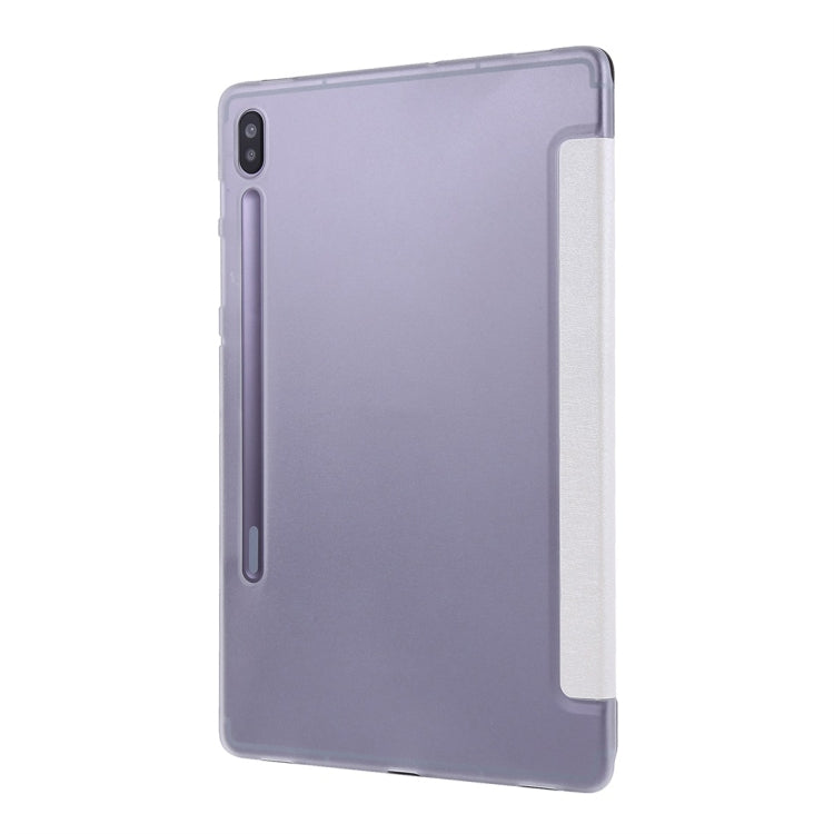 For Samsung Galaxy Tab S8+ / Tab S8 Plus / Tab S7 FE / Tab S7+ / T970 Silk Texture Three-fold Horizontal Flip Leather Case with Holder & Pen Slot(White) by buy2fix