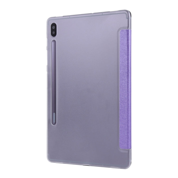 For Samsung Galaxy Tab S8+ / Tab S8 Plus / Tab S7 FE / Tab S7+ / T970 Silk Texture Three-fold Horizontal Flip Leather Case with Holder & Pen Slot(Purple) by buy2fix