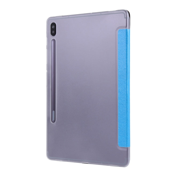For Samsung Galaxy Tab S8+ / Tab S8 Plus / Tab S7 FE / Tab S7+ / T970 Silk Texture Three-fold Horizontal Flip Leather Case with Holder & Pen Slot(Sky Blue) by buy2fix