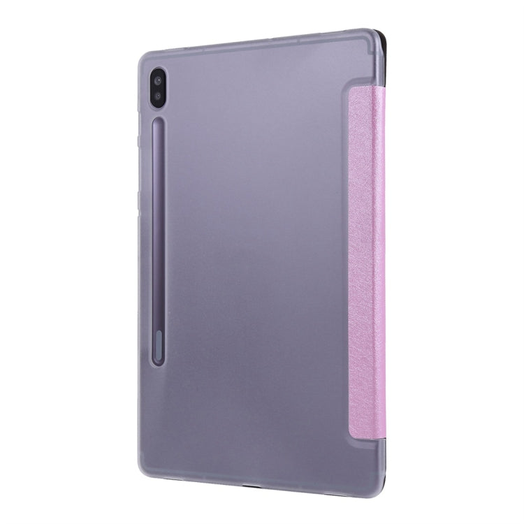 For Samsung Galaxy Tab S8+ / Tab S8 Plus / Tab S7 FE / Tab S7+ / T970 Silk Texture Three-fold Horizontal Flip Leather Case with Holder & Pen Slot(Pink) by buy2fix
