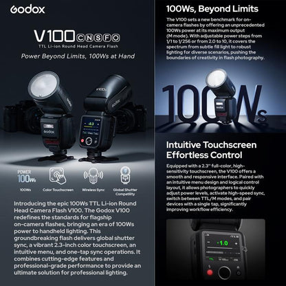 Godox V100 Round Head TTL Flash Speedlite For Canon(Plug) - Shoe Mount Flashes by Godox | Online Shopping UK | buy2fix